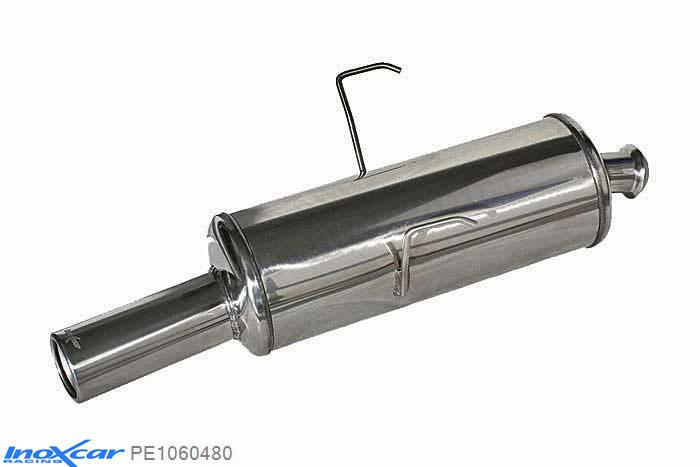 IX PE1060480, Peugeot 106 1.1 (60PK) 1996-2000, Inoxcar Rear silencer 1X80mm Stainless steel, With E.E.C. homologation