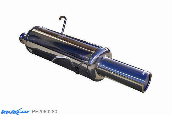 IX PE2060280, Peugeot 206 1.4 (75PK) -2000, Inoxcar Rear silencer 1X80mm Stainless steel, With E.E.C. homologation