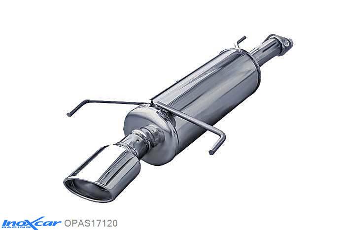 IX OPAS17120, Opel Astra G 1.6 (75PK) 1998-2004, Inoxcar Rear silencer 1X120X80mm Stainless steel, With E.E.C. homologation