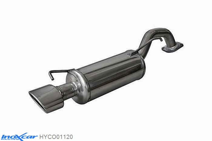 IX HYCO01120, Hyundai Coupe (GK) TIBURON 1.6 16V (105PK) / 2.0 16V (138PK), -2004, Inoxcar Rear silencer 1X120X80mm Stainless steel, With E.E.C. homologation