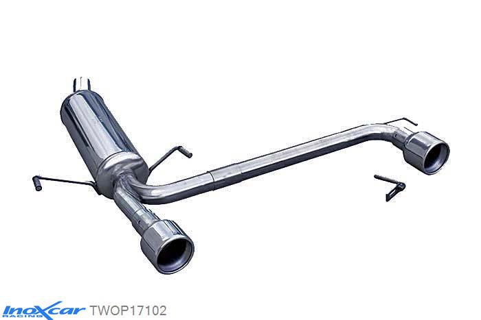 IX TWOP17102, Opel Astra H 1.9 CDTi (120PK) 2005-, Inoxcar Rear Rear silencerencer left / right 1X102mm Stainless steel, With E.E.C. homologation