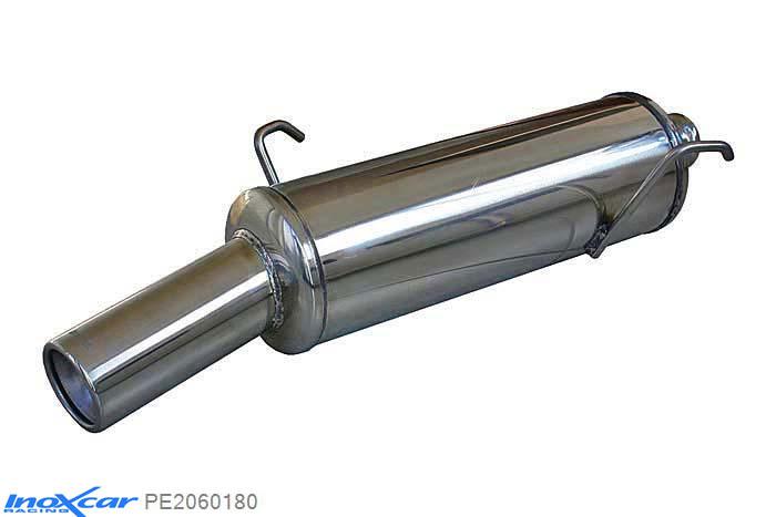 IX PE2060180, Peugeot 206 1.1 (60PK) -2000, Inoxcar Rear silencer 1X80mm Stainless steel, With E.E.C. homologation