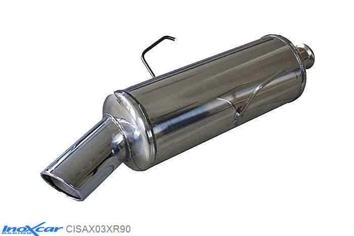 IX CISAX03XR90, Citroen Saxo 1.4 (75PK) 1996-, Inoxcar Rear silencer 1X90 X-RACE Stainless steel, With E.E.C. homologation
