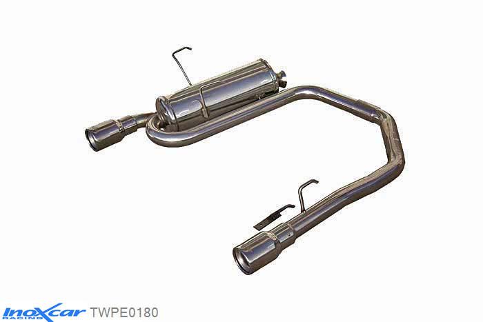 IX TWPE0180, Peugeot 106 1.1 (60PK) 1996-2000, Inoxcar Rear Rear silencerencer left / right 1X80mm Stainless steel, With E.E.C. homologation