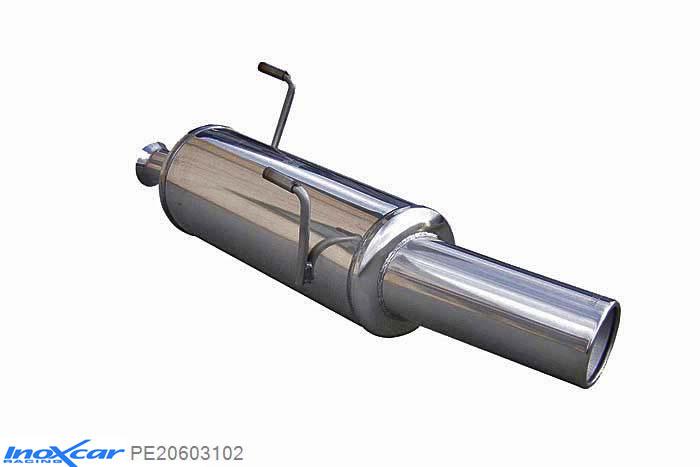IX PE20603102, Peugeot 206 1.6 (88PK) -2000, Inoxcar Rear silencer 1X102mm Stainless steel, With E.E.C. homologation