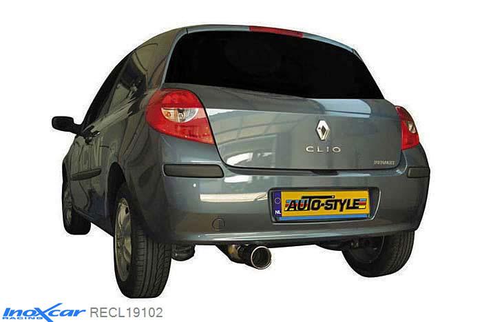 IX RECL19102, Renault Clio III (R) 1.4 16V (98PK) 2005- Diameter 45mm, Inoxcar Rear silencer 1X102mm Stainless steel, With E.E.C. homologation