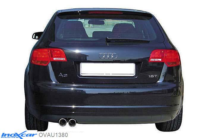 IX OVAU1380, Audi A3 (8P) SPORTBACK 1.8 TFSI (160PK) 05/2005-, Inoxcar Rear silencer 2X80mm Stainless steel, With E.E.C. homologation