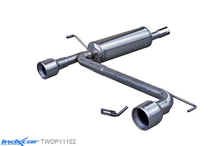 IX TWOP11102, Opel Astra H 1.6 16V TURBO (180PK) 2007-, Inoxcar Rear Rear silencerencer left / right 1X102mm Stainless steel, With E.E.C. homologation