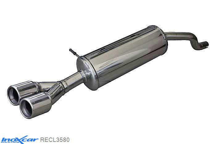 IX RECL3580, Renault Clio IV (R) 1.2 GT (120PK) 2013-, Inoxcar Rear silencer 2X80mm Stainless steel, With E.E.C. homologation