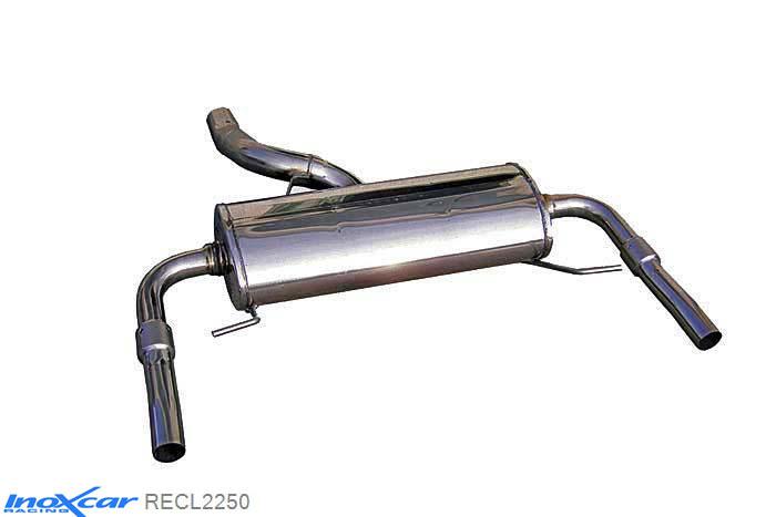 IX RECL2250, Renault Clio III (R) RS 2.0i (200PK) / RS GORDINI (203PK) 2010-, Inoxcar Rear silencer 1X50 Left and Right Stainless steel, Without E.E.C. homologation