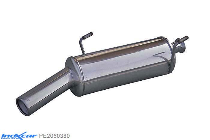 IX PE2060380, Peugeot 206 1.6 (88PK) -2000, Inoxcar Rear silencer 1X80mm Stainless steel, With E.E.C. homologation