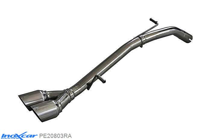 IX PE20803RA, Peugeot 208 1.6 16V TURBO GTI (200PK) 2013-, Inoxcar NO Rear silencer 2X80mm RACING Stainless steel, Without E.E.C. homologation