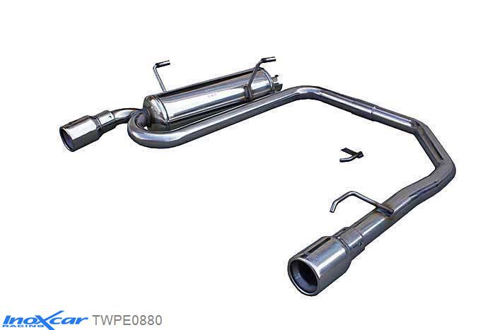 IX TWPE0880, Peugeot 206 CC 1.6 16V (109PK) 2001-, Inoxcar Rear Rear silencerencer left / right 1X80mm Stainless steel, With E.E.C. homologation