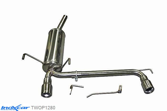 IX TWOP1280, Opel Astra H 1.6 16V (115PK) 2005-, Inoxcar Rear Rear silencerencer left / right 1X80mm Stainless steel, With E.E.C. homologation