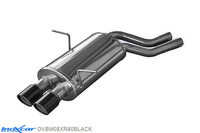 IX OVBM08XR80BLACK, BMW 3 serie (E46) 320i (150PK) 1998-, Inoxcar Rear silencer 2X80mm X-RACE BLACK EDITION Stainless steel, With E.E.C. homologation