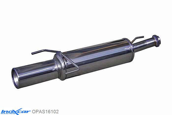 IX OPAS16102, Opel Astra G 1.4 16V (90PK) 1998-2004, Inoxcar Rear silencer 1X102mm Stainless steel, With E.E.C. homologation
