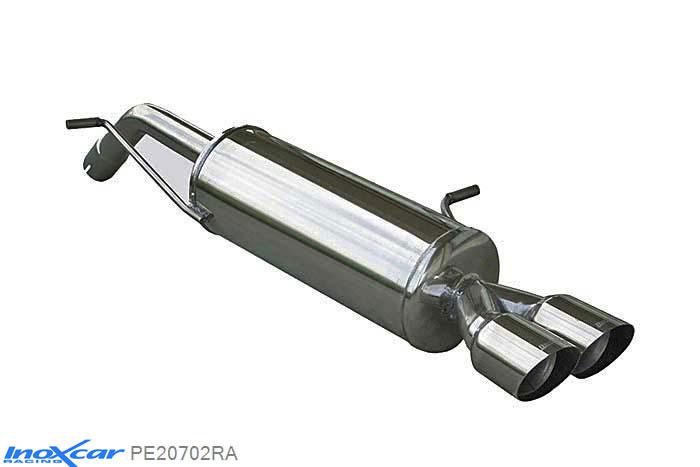 IX PE20702RA, Peugeot 207 1.6 16V GTI (175PK) 2007- Diameter 55mm, Inoxcar Rear silencer 2X80mm RACING Stainless steel, With E.E.C. homologation