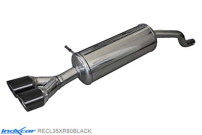 IX RECL35XR80BLACK, Renault Clio IV (R) 1.2 GT (120PK) 2013-, Inoxcar Rear silencer 2X80mm X-RACE BLACK EDITION Stainless steel, With E.E.C. homologation