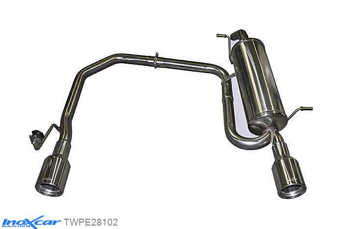 IX TWPE28102, Peugeot 208 1.6 16V TURBO GTI (200PK) 2013-, Inoxcar Rear Rear silencerencer left / right 1X102mm Stainless steel, With E.E.C. homologation