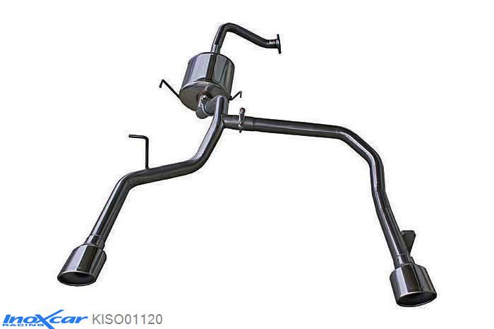 IX KISO01120, Kia Sorento (JC) 2.5 CRDi (140PK) 2002-, Inoxcar Rear silencer 1X120X80mm Left and Right Stainless steel, Without E.E.C. homologation