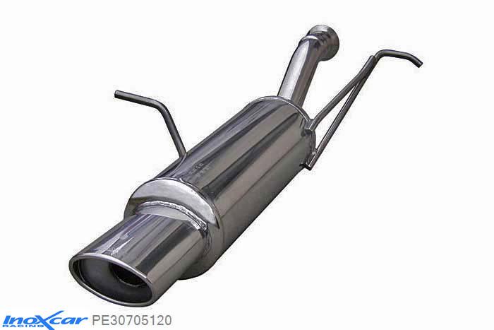 IX PE30705120, Peugeot 307 1.6 HDI (90PK-109PK) 2004-, Inoxcar Rear silencer 1X120X80mm Stainless steel, With E.E.C. homologation