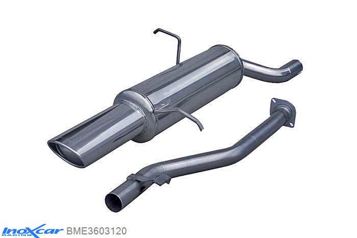 IX BME3603120, BMW 3 serie (E36) 318 Ti Compact (140PK) 1994-2001, Inoxcar Rear silencer 1X120X80mm Stainless steel, With E.E.C. homologation