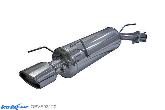 IX OPVE03120, Opel Vectra B 1.6 (75PK) 1995-, Inoxcar Rear silencer 1X120X80mm Stainless steel, With E.E.C. homologation