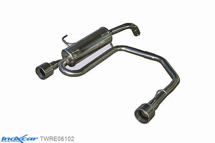 IX TWRE06102, Renault Clio II (B) RS 2.0 fase2 (172PK) 2002-2003 Diameter 54mm, Inoxcar Rear Rear silencerencer left / right 1X102mm Stainless steel, With E.E.C. homologation
