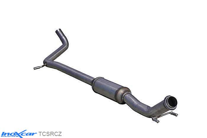 IX TCSRCZ, Peugeot RCZ (4J) 1.6 THP (156PK) 2010-, Inoxcar Central pipe with silencer Stainless steel, With E.E.C. homologation