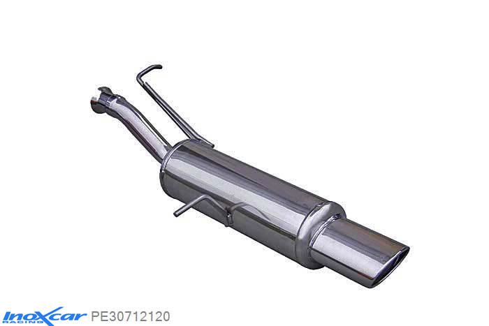 IX PE30712120, Peugeot 307 1.4 16V (88PK) 2001-, Inoxcar Rear silencer 1X120X80mm Stainless steel, With E.E.C. homologation