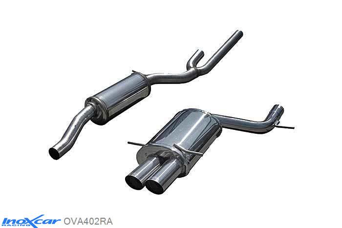 IX OVA402RA, Audi A4 (B5) S4 2.7 BITURBO (265PK) 1998-2001, Inoxcar Central pipe with silencer + Rear silencer 2X80mm RACING Stainless steel, With E.E.C. homologation