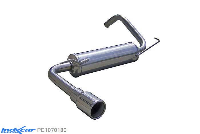IX PE1070180, Peugeot 107 1.0 12V (68PK) 2005-, Inoxcar Rear silencer 1X80mm Stainless steel, With E.E.C. homologation