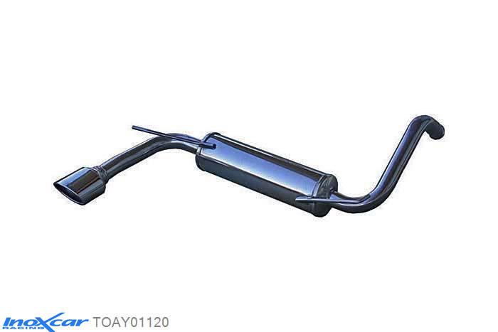 IX TOAY01120, Toyota Aygo I (AB1) 1.0 (68PK) 2005-, Inoxcar Rear silencer 1X120X80mm Stainless steel, With E.E.C. homologation