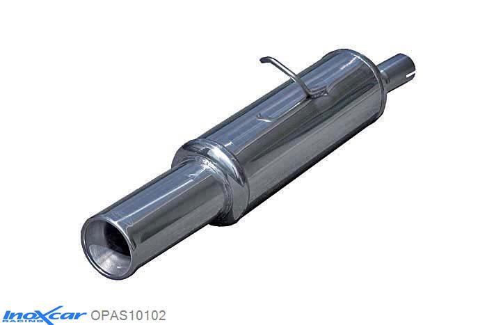 IX OPAS10102, Opel Astra F 1.8 16V (125PK) , 1 Ophangpunt,, Inoxcar Rear silencer 1X102mm Stainless steel, With E.E.C. homologation