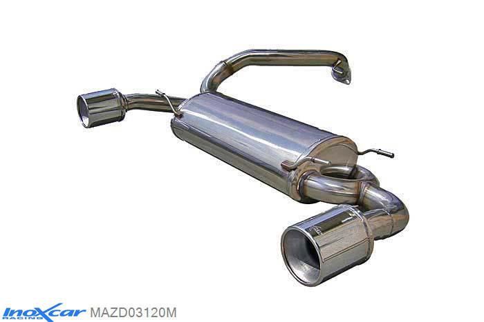 IX MAZD03120M, Mazda 3 (BL) 2.3 TURBO DI 16V MPS (260PK) 2010-, Inoxcar Rear silencer 1X120 MEGA Left and Right Stainless steel, Without E.E.C. homologation