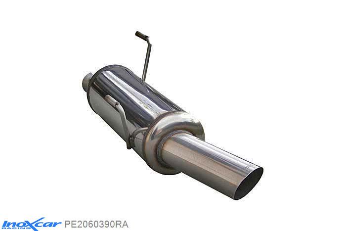 IX PE2060390RA, Peugeot 206 1.6 (88PK) -2000, Inoxcar Rear silencer 1X90 RALLY Stainless steel, With E.E.C. homologation