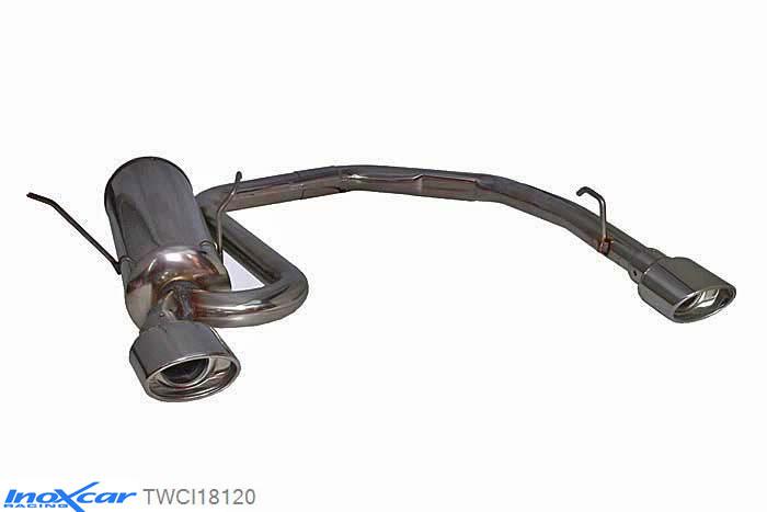 IX TWCI18120, Citroen Saxo 1.6 8V (98PK) 1999-, Inoxcar Rear Rear silencerencer left / right 1X120X80mm Stainless steel, With E.E.C. homologation