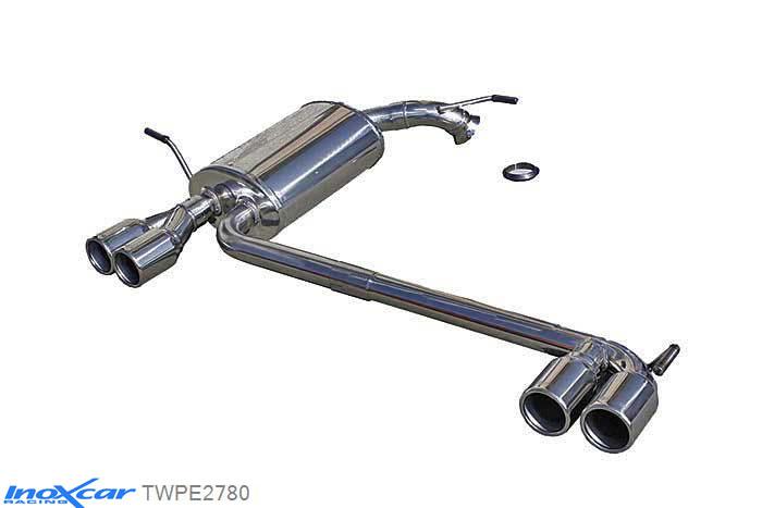 IX TWPE2780, Peugeot 407 2.7 24V HDI (204PK) 2006-, Inoxcar Rear Rear silencerencer left / right 2X80mm Stainless steel, Without E.E.C. homologation