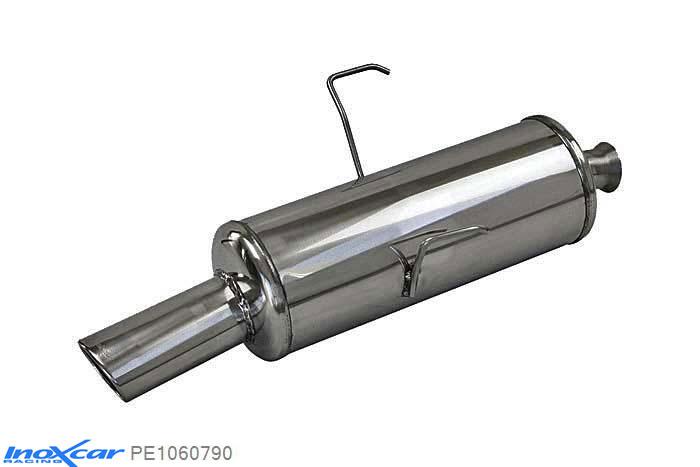IX PE1060790, Peugeot 106 1.6 16V RALLYE / GTI / 1.6 16V 1996-2003, Inoxcar Rear silencer 1X90X70mm Stainless steel, With E.E.C. homologation