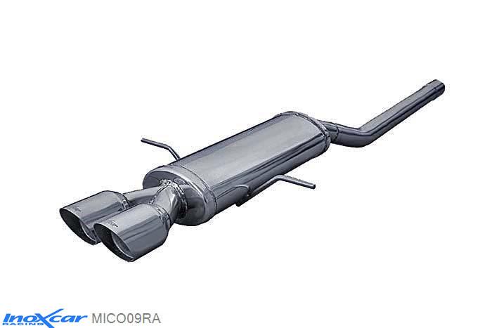 IX MICO09RA, Mini Mini (R56) 1.6 J.COOPER WORKS (211PK) 2009-2012, (Type R56), Inoxcar Rear silencer CEN 2X80mm RACING Stainless steel, With E.E.C. homologation