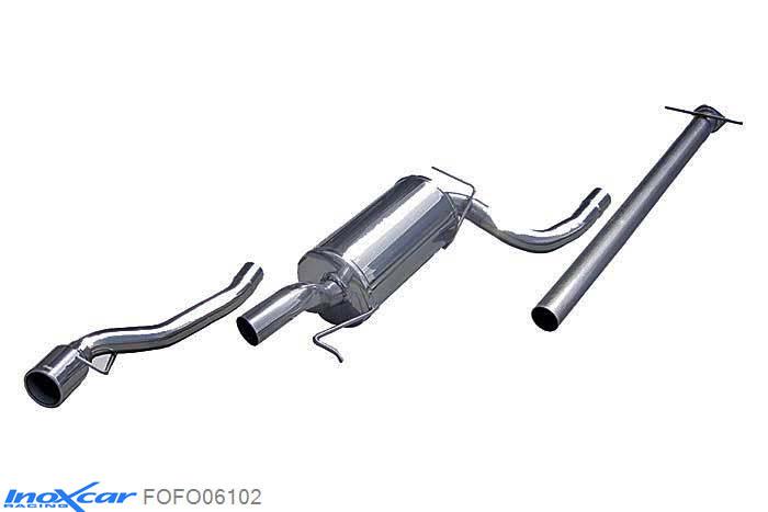 IX FOFO06102, Ford Focus I (DAW) 2.0 16V TURBO RS (215PK) 2003-, Inoxcar Direct central pipe + Rear silencer 1X102mm Stainless steel, With E.E.C. homologation