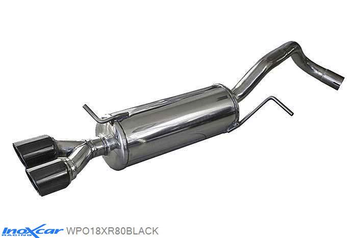 IX WPO18XR80BLACK, VW Polo VI (6R) 1.4 TSi Blue GT (140PK) 2013-  Diameter 50mm, Inoxcar Rear silencer 2X80mm X-RACE BLACK EDITION Stainless steel, With E.E.C. homologation