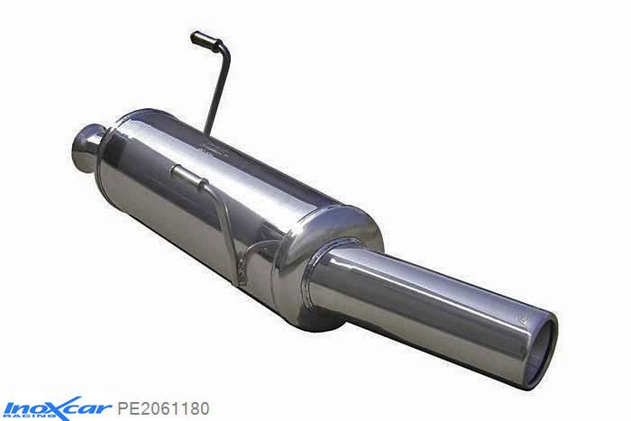 IX PE2061180, Peugeot 206 CC 1.6 HDI (110PK) 2005-, Inoxcar Rear silencer 1X80mm Stainless steel, With E.E.C. homologation