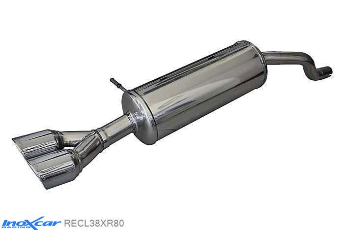 IX RECL38XR80, Renault Clio IV (R) 1.5 Dci (75PK), 2015-  , Diameter 40mm, Inoxcar Rear silencer 2X80mm X-RACE Stainless steel, With E.E.C. homologation