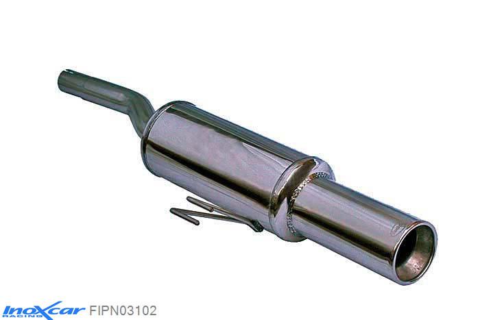 IX FIPN03102, Fiat Punto I (176) 75 1.2 (73PK) -1999, Inoxcar Rear silencer 1X102mm Stainless steel, With E.E.C. homologation