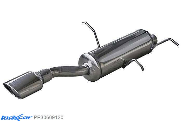 IX PE30609120, Peugeot 306 2.0 16V CABRIO (133PK) 1997-, Inoxcar Rear silencer 1X120X80mm Stainless steel, With E.E.C. homologation