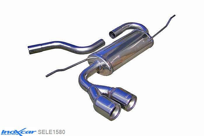 IX SELE1580, Seat Leon II (1P) 1.6 (102PK) 2005-, Inoxcar Rear silencer 2X80mm Stainless steel, With E.E.C. homologation