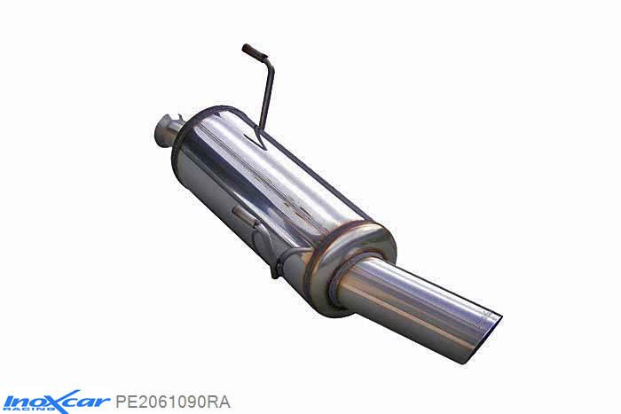 IX PE2061090RA, Peugeot 206 CC 2.0 16V (136PK) 2001-2004, Inoxcar Rear silencer 1X90 RALLY Stainless steel, With E.E.C. homologation