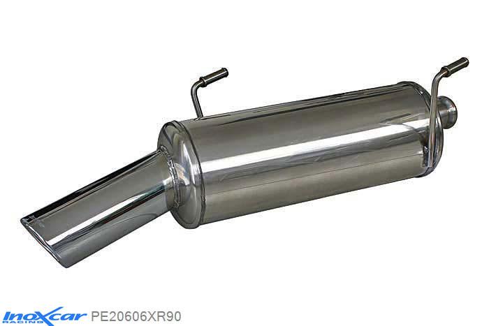 IX PE20606XR90, Peugeot 206 1.6 16V XS (110PK) 2001-2006, Inoxcar Rear silencer 1X90 X-RACE Stainless steel, With E.E.C. homologation