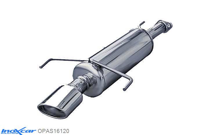 IX OPAS16120, Opel Astra G 1.4 16V (90PK) 1998-2004, Inoxcar Rear silencer 1X120X80mm Stainless steel, With E.E.C. homologation